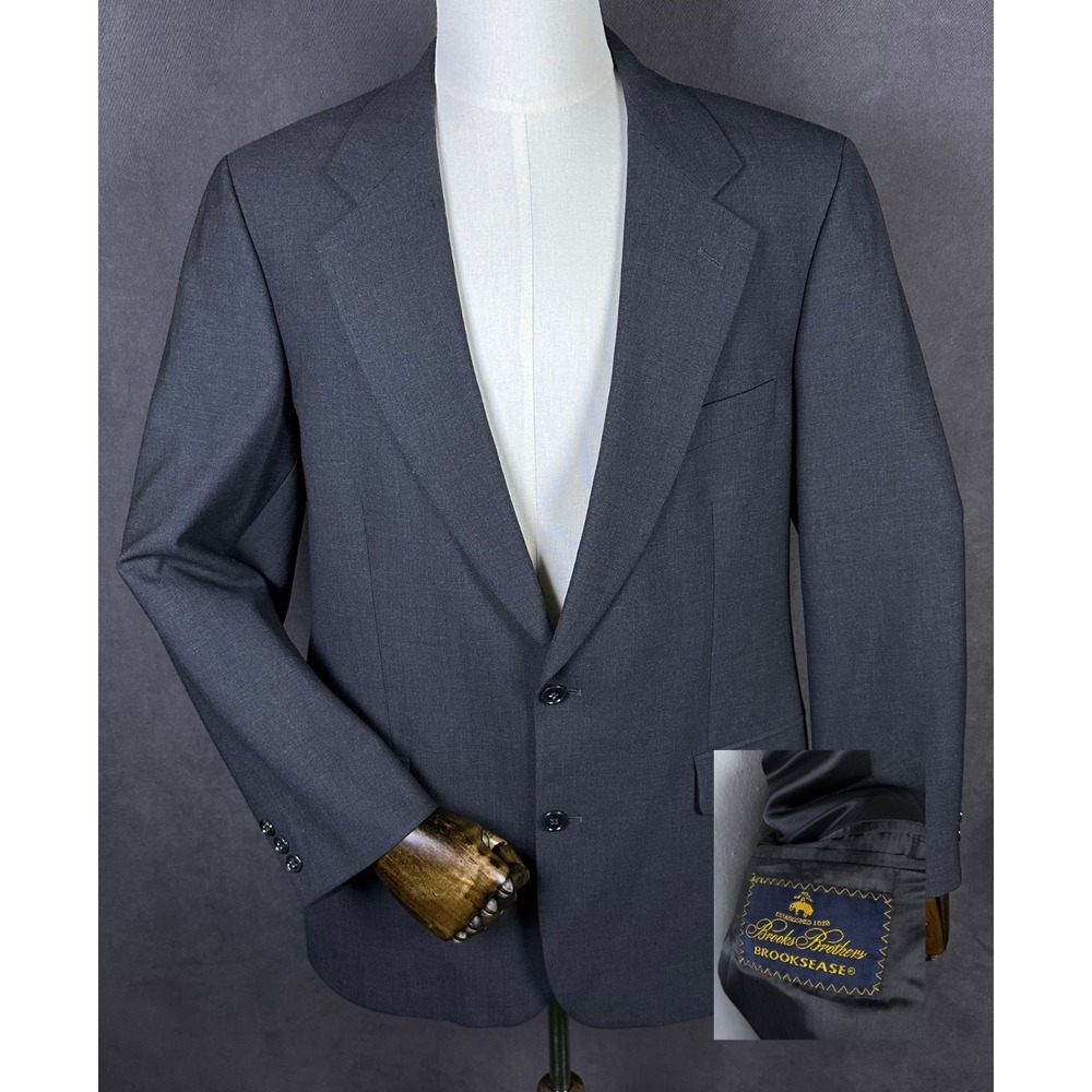 Brooks Brothers Blazer Jacket Mens 41 Grey Wool Brooksease Prep Classic